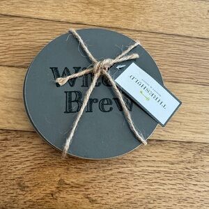 Set of 4 Threshold Halloween Gray Witch’s Brew Halloween Cork Coasters